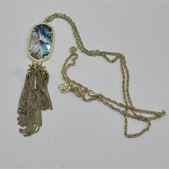 Kendra Scott Abalone and Gold Plated Rayne Tassel Necklace